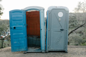 Toilets near the camp of Moria.